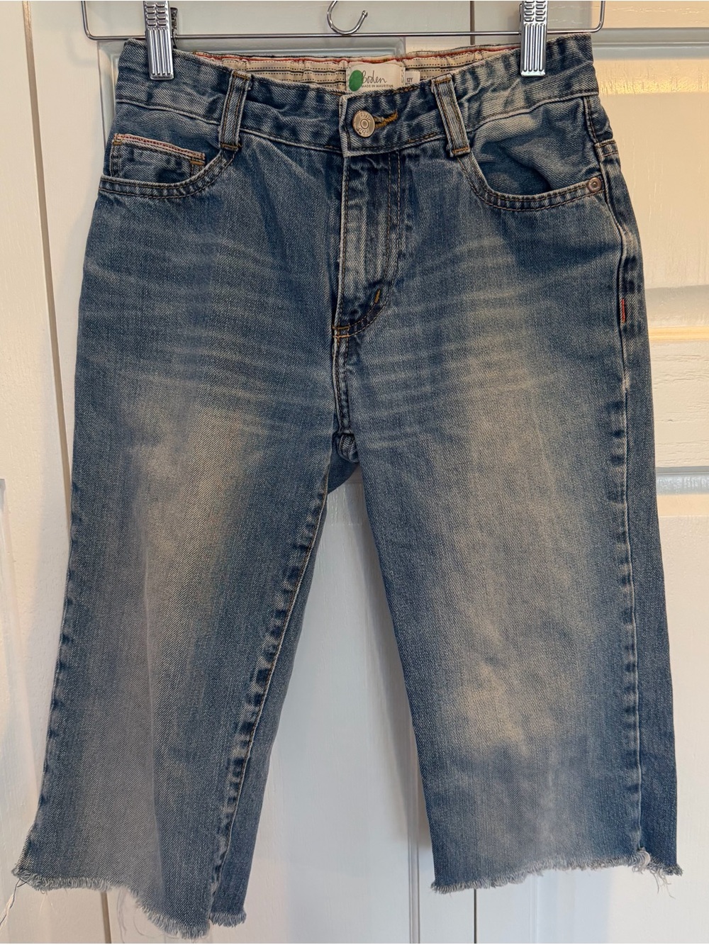 Boden Kids Faded Blue Bermuda Cropped Denim Shorts